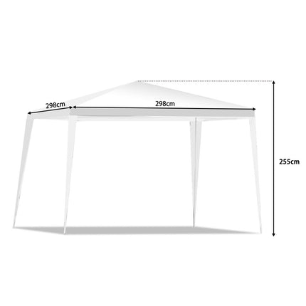 3x3m Outdoor Canopy Tent with Stakes & Ropes, White