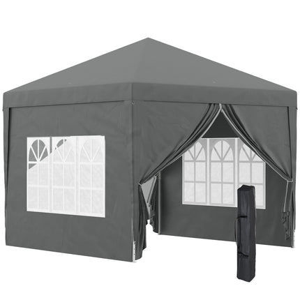 3 x 3 m Pavillon mit 4 Seitenwänden, UV-Schutz, Grau