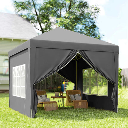 3 x 3 m Pavillon mit 4 Seitenwänden, UV-Schutz, Grau