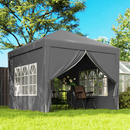 3 x 3 m Pavillon mit 4 Seitenwänden, UV-Schutz, Grau