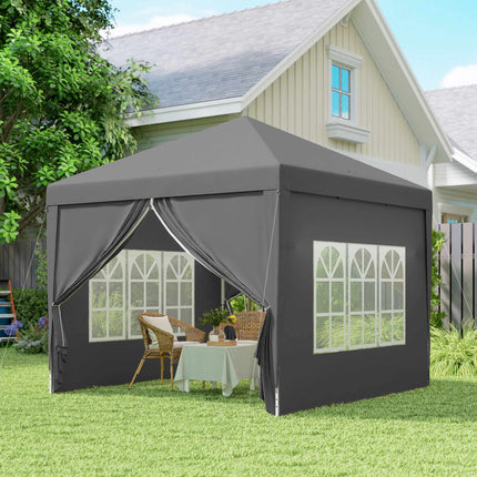 3 x 3 m Pavillon mit 4 Seitenwänden, UV-Schutz, Grau