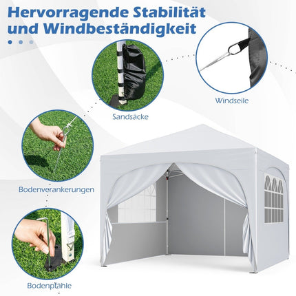 3x3 m Pop-Up Faltpavillon mit 4 abnehmbaren Seitenwänden