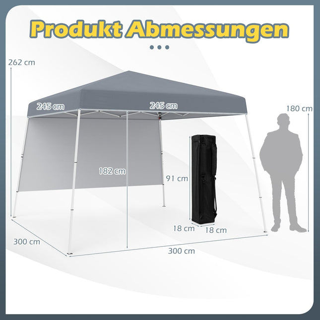 3x3m Pop-Up Pavillon, Wasserdicht, Sonnenschutz, Grau