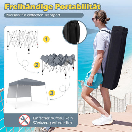 3x3m Pop-Up Pavillon, Wasserdicht, Sonnenschutz, Grau
