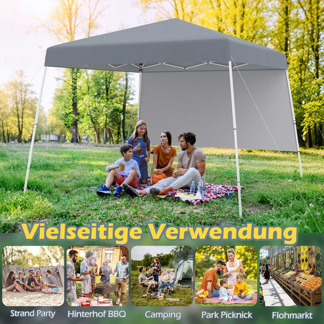 3x3m Pop-Up Pavillon, Wasserdicht, Sonnenschutz, Grau