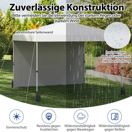 3 x 3 m Faltpavillon mit Seitenwand, tragbar, weiß