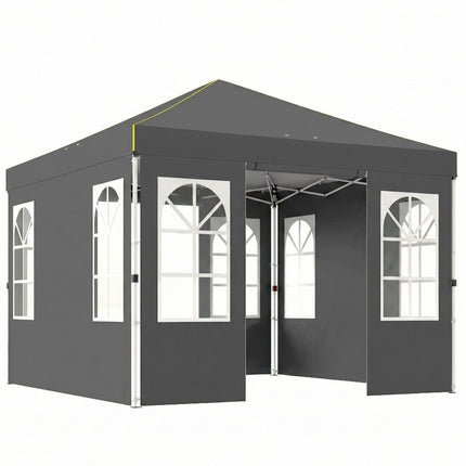 3x3m Pop-Up Pavilion, UPF 50+ Oxford Fabric, Dark Grey