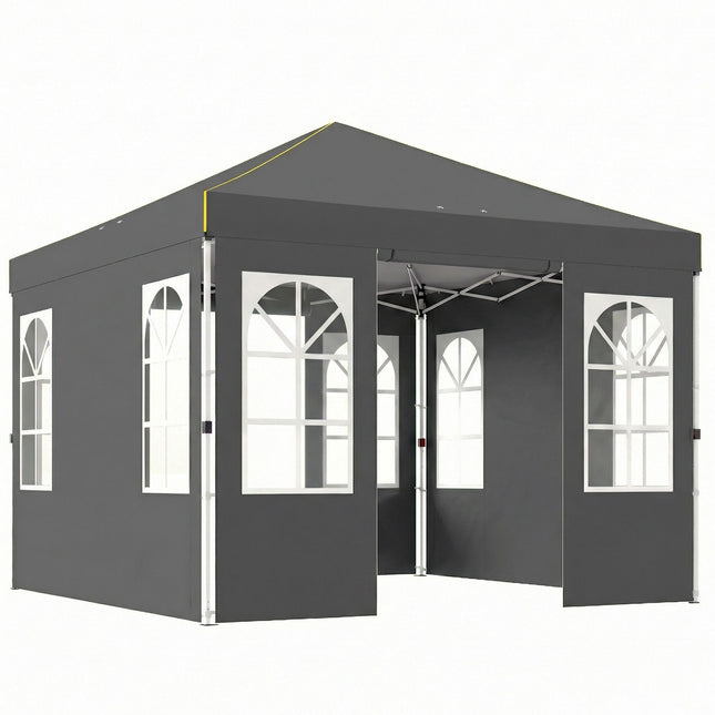 3x3m Pop-Up-Pavillon, UPF 50+ Oxford-Gewebe, Dunkelgrau