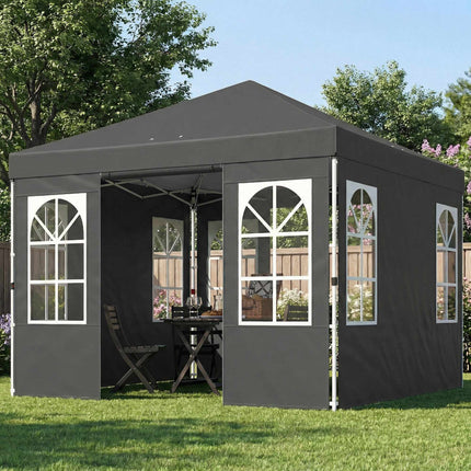 3x3m Pop-Up Pavilion, UPF 50+ Oxford Fabric, Dark Grey