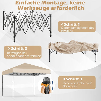 3x3 m Pop-Up Pavillon mit UV50+ Schutz, Weiß