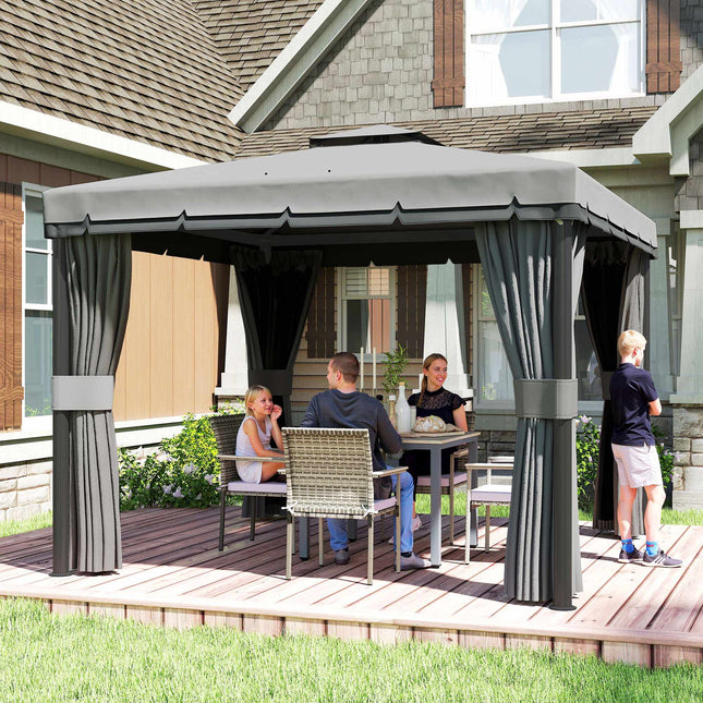 3x3m Wasserdichter Gartenpavillon mit Doppel-Dach