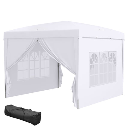 3x3m weißer Pavillon mit Seitenwänden und UV-Schutz