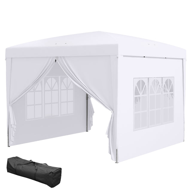 3x3m weißer Pavillon mit Seitenwänden und UV-Schutz