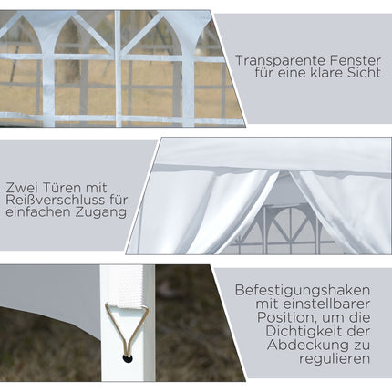 3x3m weißer Pavillon mit Seitenwänden und UV-Schutz