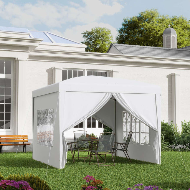 3x3m weißer Pavillon mit Seitenwänden und UV-Schutz