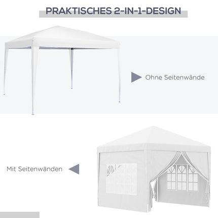 3x3m weißer Pavillon mit Seitenwänden und UV-Schutz