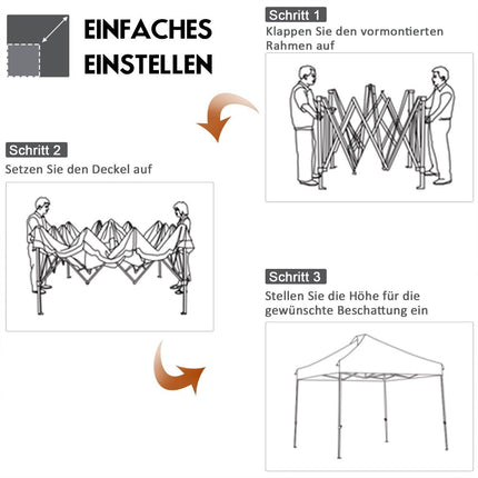 3x3m Pavillon Faltpavillon wasserdicht stabil Winter Partyzelt mit Tragetasche auf Rollen grau