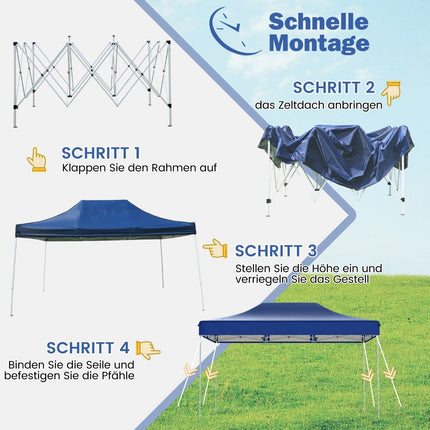3 x 4.5 m Pop-Up Pavilion with Wheels & Adjustable Height