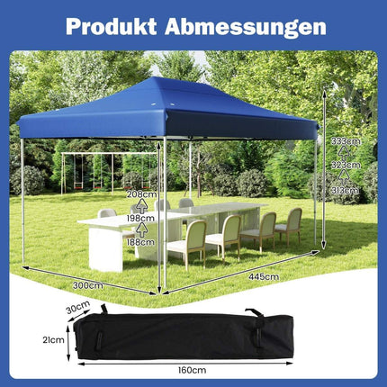 3 x 4.5 m Pop-Up Pavilion with Wheels & Adjustable Height
