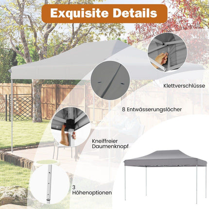 3 x 4.5 m Pop-Up Pavilion with Wheels & Ropes, Adjustable Height