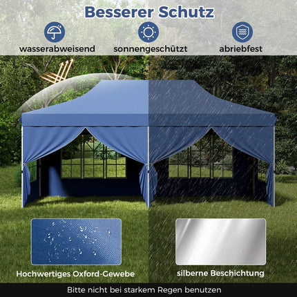 3x6m Pop-Up Canopy Tent with 6 Sidewalls & Sandbags