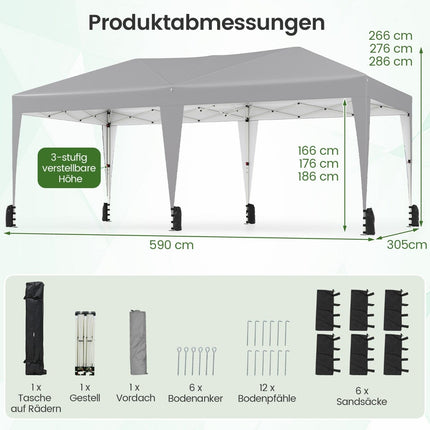 3 x 6 m pop-up pavilon s UV ochranou, šedý