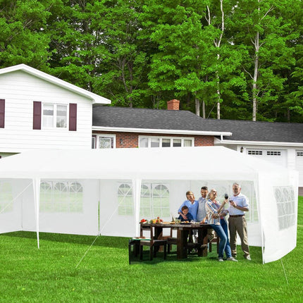 3 x 9 m paviljoentent tuinpaviljoen tuintent met 5 uitneembare zijwanden wit