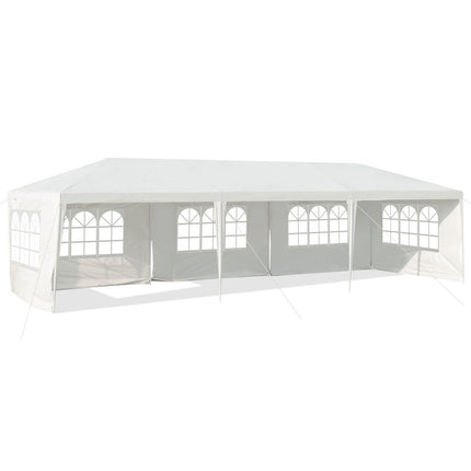 3 x 9 m paviljoentent tuinpaviljoen tuintent met 5 uitneembare zijwanden wit