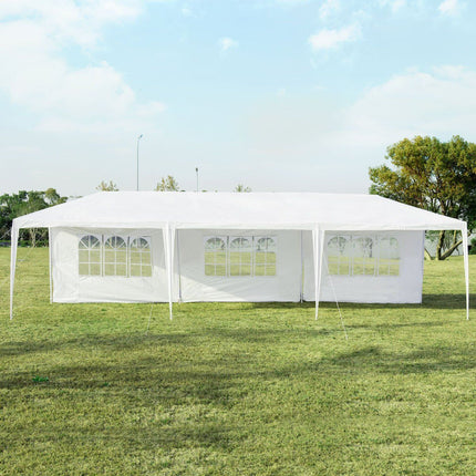3 x 9 m paviljoentent tuinpaviljoen tuintent met 5 uitneembare zijwanden wit