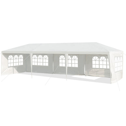 3 x 9 m paviljoentent tuinpaviljoen tuintent met 5 uitneembare zijwanden wit