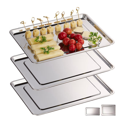 3x Serviertabletts aus Stahl