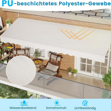 400 cm Adjustable Balcony Awning, No-Drill, White