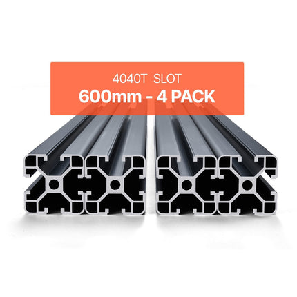 4040 T-Slot Aluminum Extrusion, 600 mm, 4 Pack, Black