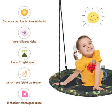 100 cm große Baumschaukel – Verstellbare Seile, 150 kg Tragkraft