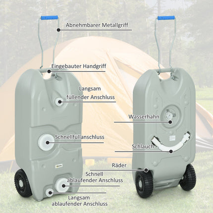 40 L tragbarer Abwassertank mit Griff und Wasserhahn