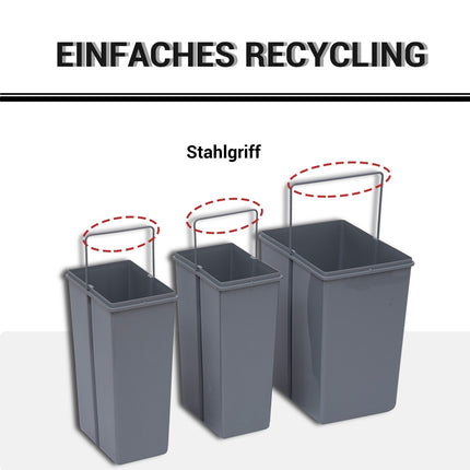 40L Ausziehbarer Mülleimer mit 3 Fächern für Küchen