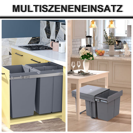 40L Ausziehbarer Mülleimer mit 3 Fächern für Küchen