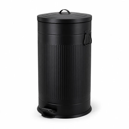 40-Litre Black Retro Waste Bin with Foot Pedal