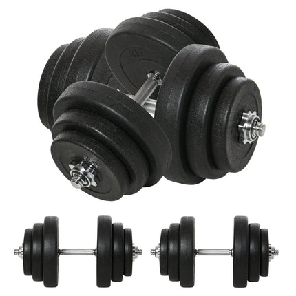 Halterset 40 Kg, Stalen Halterset, Set Van 2 Halters Met 12 Halterschijven, Vloervriendelijk, Voor Krachttraining En Fitness, Zwart