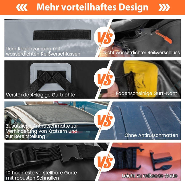 420 L Dachbox für Auto mit Zahlenschloss &amp; 6 Türhaken &amp; Antirutschmatte wasserdichte Dachbox Grau