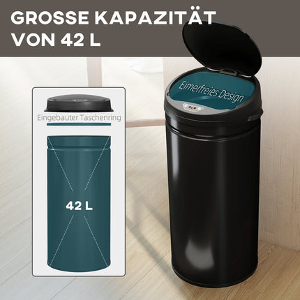 42L Edelstahl-Sensor-Mülleimer, berührungslos mit Soft-Close