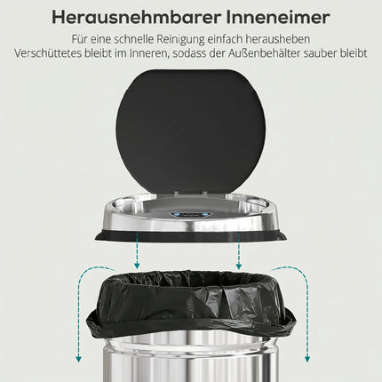 42L Stainless Steel Sensor Bin with Infrared, Kitchen Use