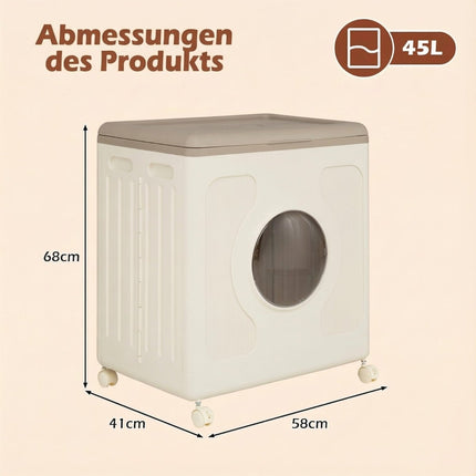 45L Rolling Storage Box with Lid – Grey, Easy Mobility