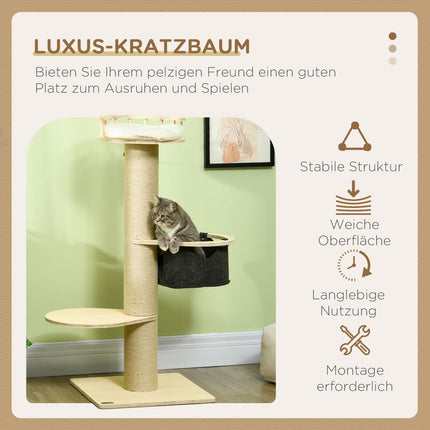 Cat Tree Climbing Tower – 45"" with hammock and bed