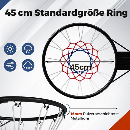 45cm Basketball Hoop with Weatherproof Net for Wall Mount