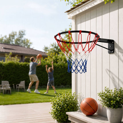 45 cm Wall-Mounted Basketball Hoop with Tricolour Net