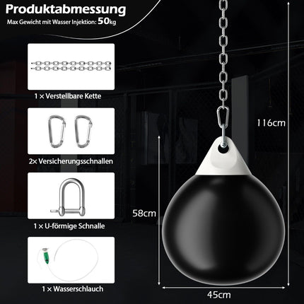 45 cm wassergefüllter Boxsack mit verstellbarer Kette