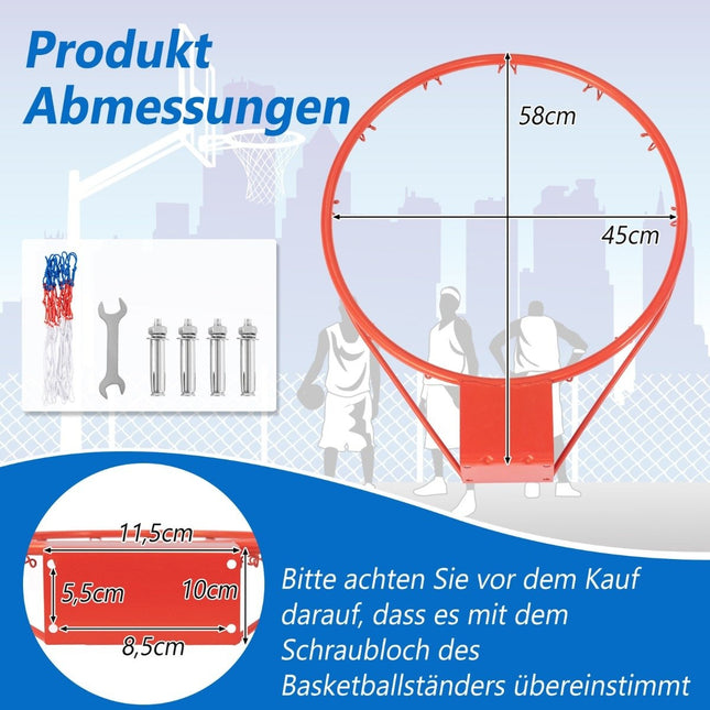 Ø45cm Basketballkorb mit Ring &amp; Netz für Tür &amp; Wandmontage Indoor Mini Basketballkorb Orange