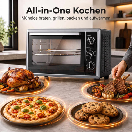 46L Mini Oven with Convection, Rotisserie, Timer, Black