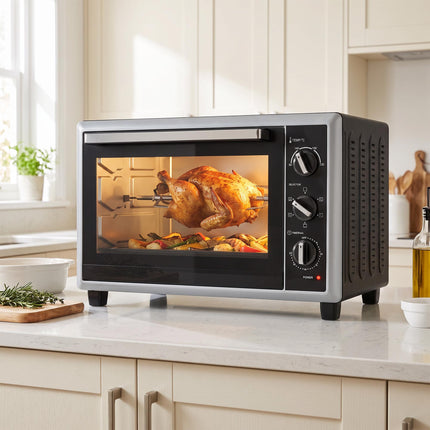 46L Mini Oven with Convection, Rotisserie, Timer, Black